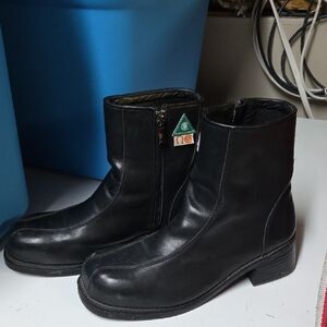 Sz 8 Kodiak Womens Black Leather Ankle Chelsea Safety Work Boots Shoes Side Zip